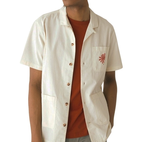 Frank and Oak Over Shirt Organic Cotton Overshirt Graphic Button Up Short Sleeve - Picture 3 of 16